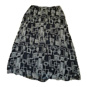 𝅺Black & white geometric pattern maxi skirt XL
